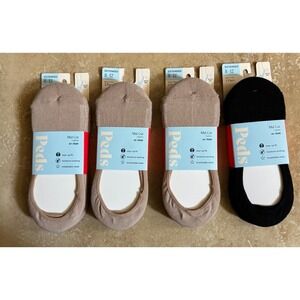 Peds Liner Socks Women 8-12 Tan Black Mid Cut Cushion No-Show 12 Pairs NEW